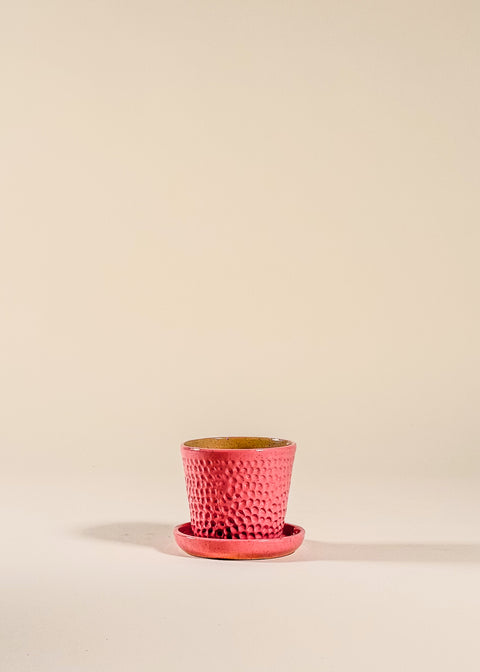 Pot rose à points embossés par Anne Rose Gorroz