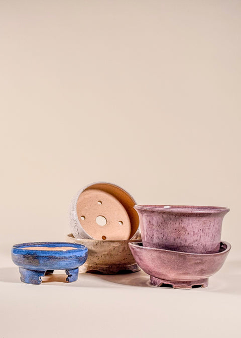 Pot à Bonsai beige texturé par Anne rose Gorroz